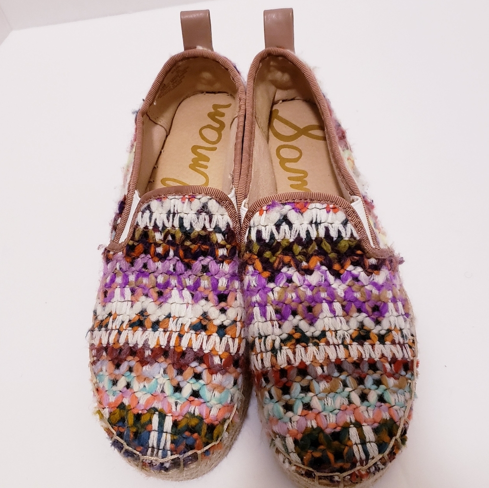 Sam Edelman Espadrilles Women Girls Size 5M Carrin Colorful Yarn Chevron Fabric.